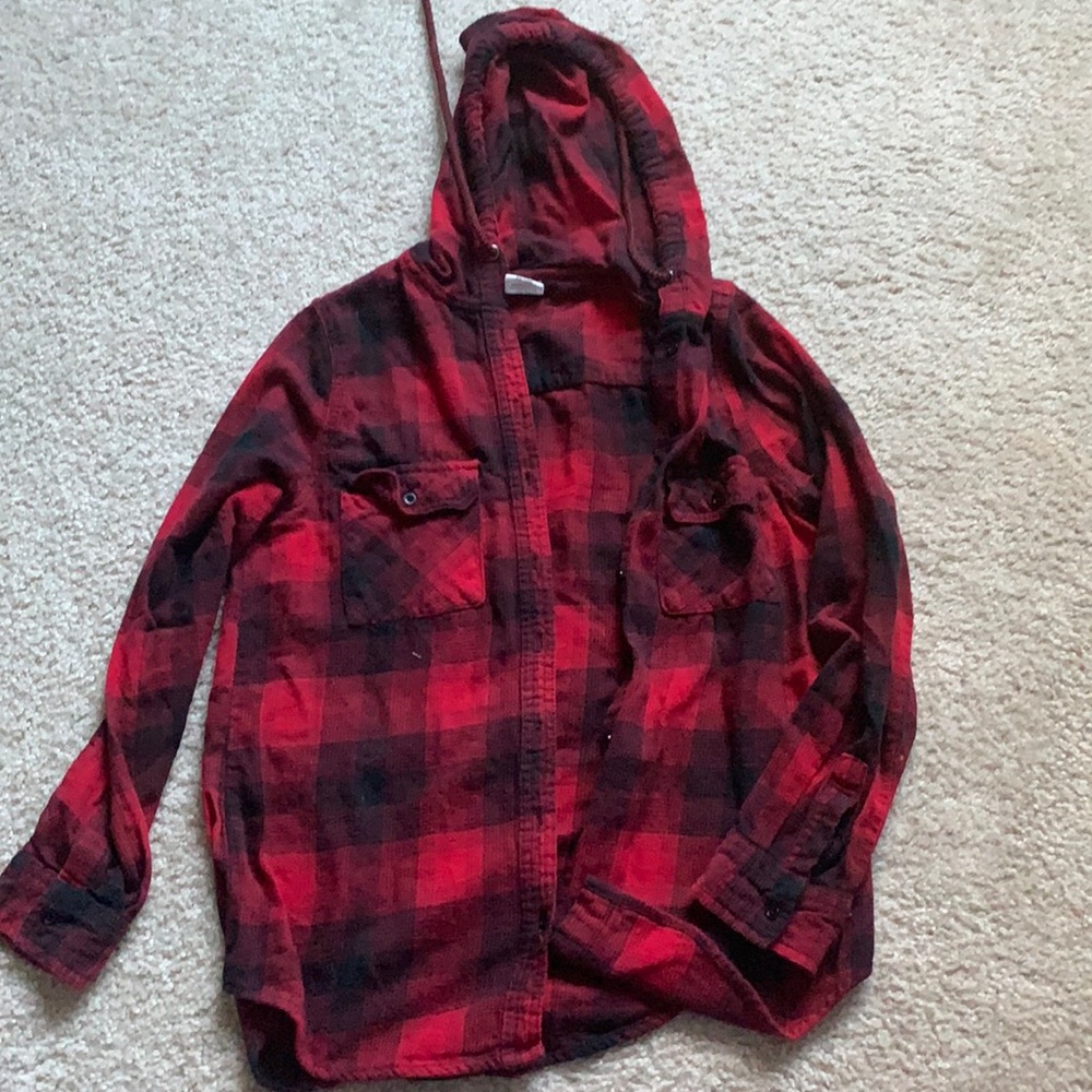 Black and red button up hoodie